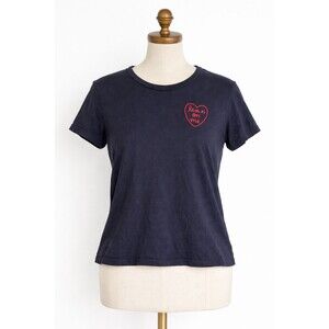 New Sundry Anthropologie Lean On Me Heart Tee Embroidered T-Shirt Size Large 3